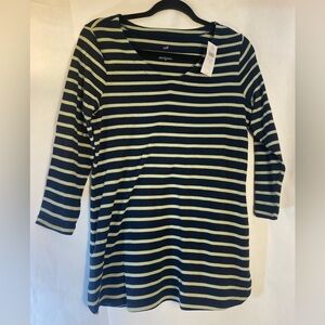 J. Jill Pima 3/4 Sleeve V-Neck Tee Top Shirt Size‎ Small Tall Blue/Sage Green